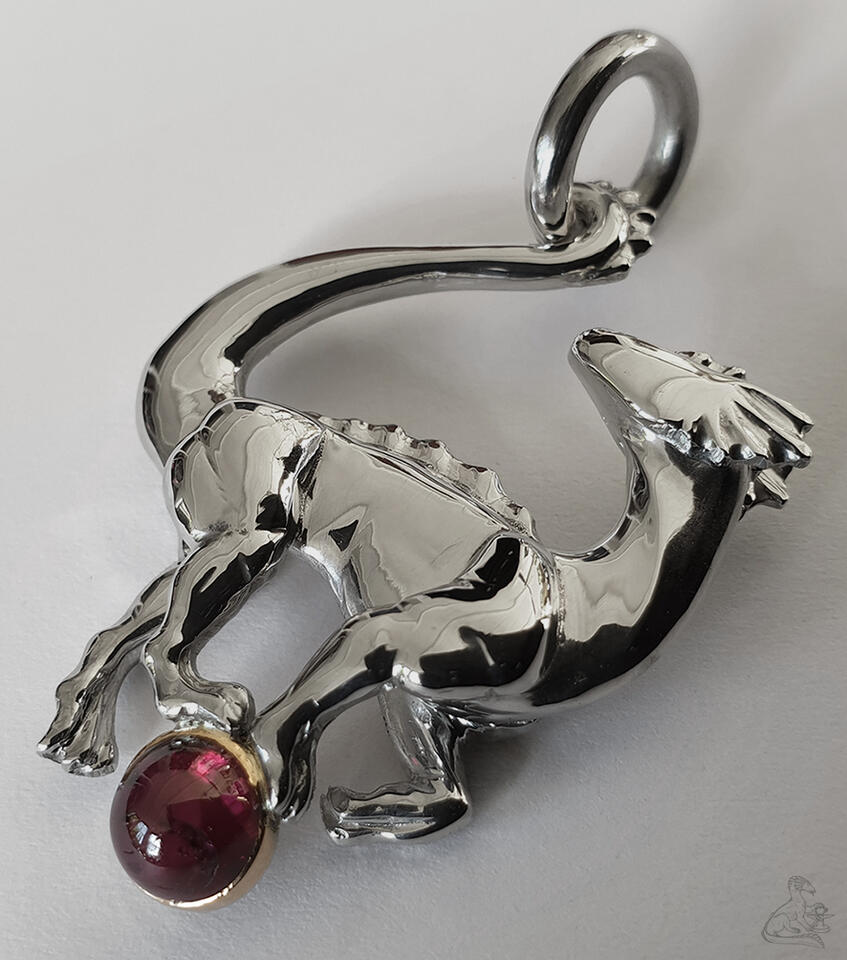 925 silver, gold setting, tourmaline